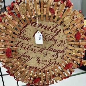 Handmade one of a kind clothespin wreath wall/door decor